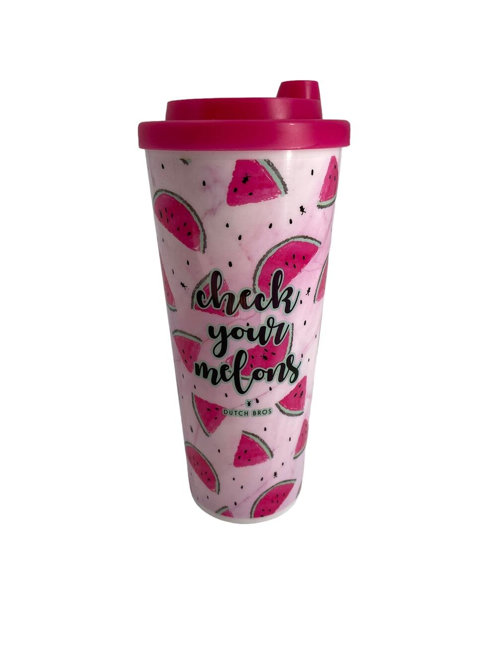 Dutch Bros Tumbler Pink Check Your Melons Breast Cancer Awareness Travel Coffee